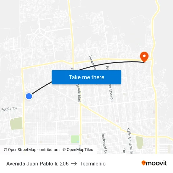 Avenida Juan Pablo Ii, 206 to Tecmilenio map