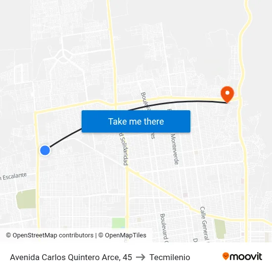 Avenida Carlos Quintero Arce, 45 to Tecmilenio map