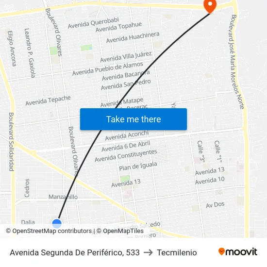 Avenida Segunda De Periférico, 533 to Tecmilenio map