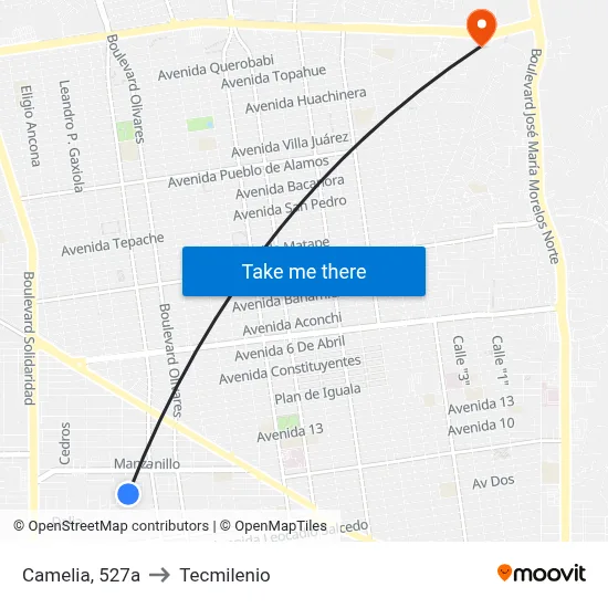 Camelia, 527a to Tecmilenio map