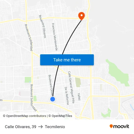 Calle Olivares, 39 to Tecmilenio map