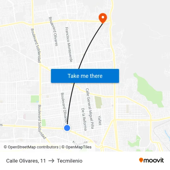 Calle Olivares, 11 to Tecmilenio map