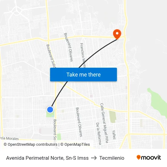 Avenida Perimetral Norte, Sn-S Imss to Tecmilenio map