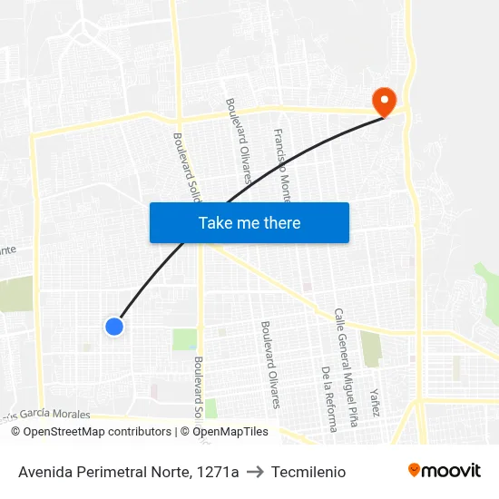 Avenida Perimetral Norte, 1271a to Tecmilenio map