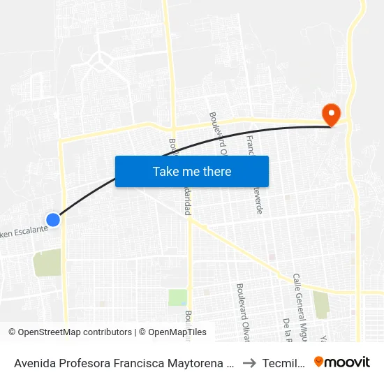 Avenida Profesora Francisca Maytorena Campillo, 62 to Tecmilenio map