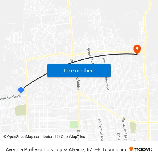 Avenida Profesor Luis López Álvarez, 67 to Tecmilenio map