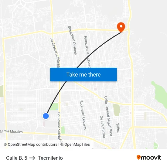 Calle B, 5 to Tecmilenio map