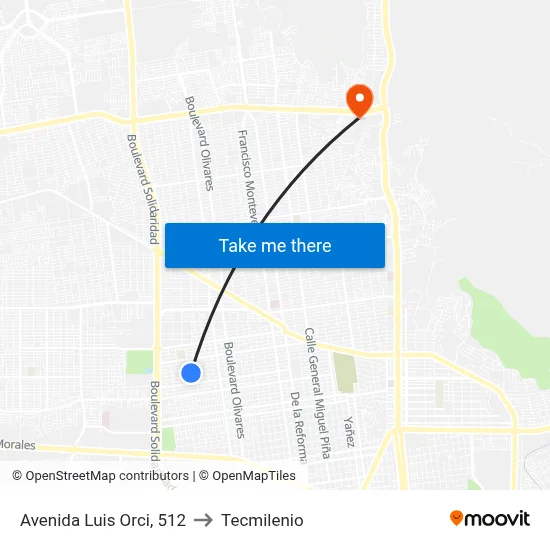 Avenida Luis Orci, 512 to Tecmilenio map