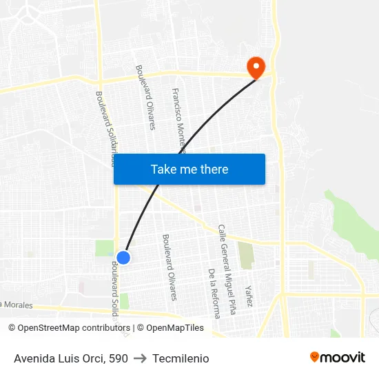 Avenida Luis Orci, 590 to Tecmilenio map