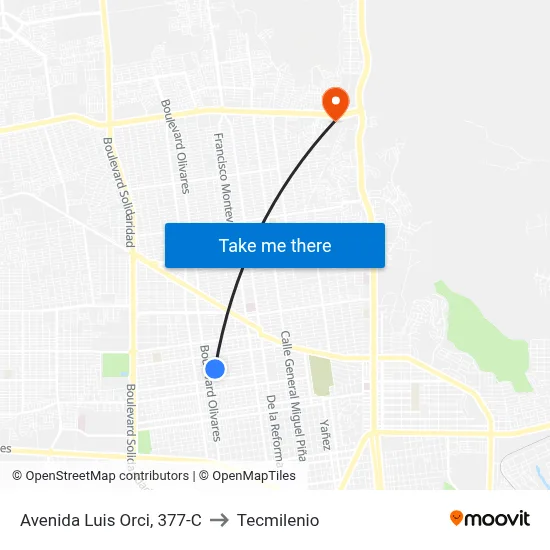 Avenida Luis Orci, 377-C to Tecmilenio map