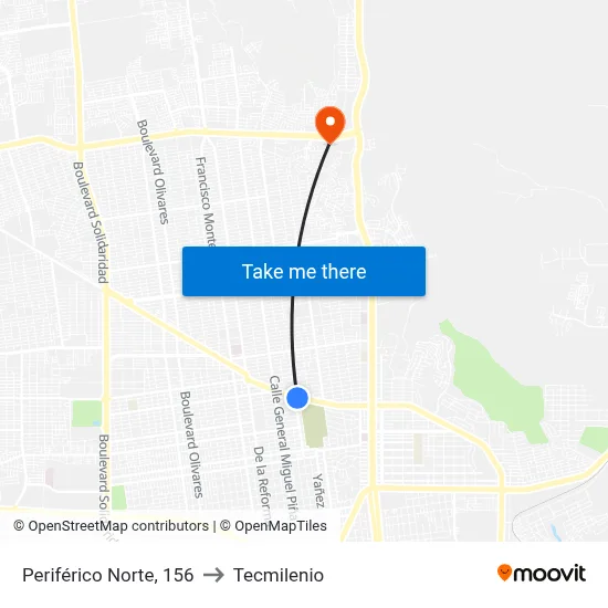 Periférico Norte, 156 to Tecmilenio map