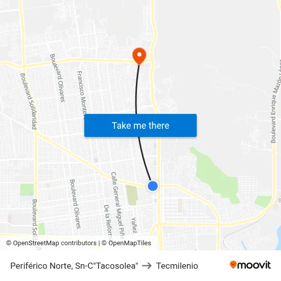 Periférico Norte, Sn-C"Tacosolea" to Tecmilenio map