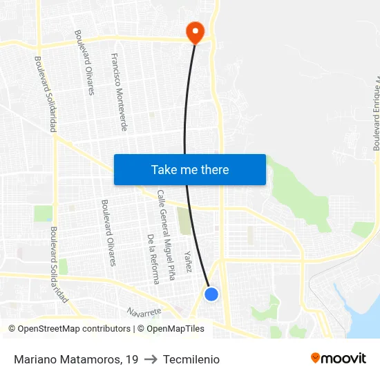 Mariano Matamoros, 19 to Tecmilenio map