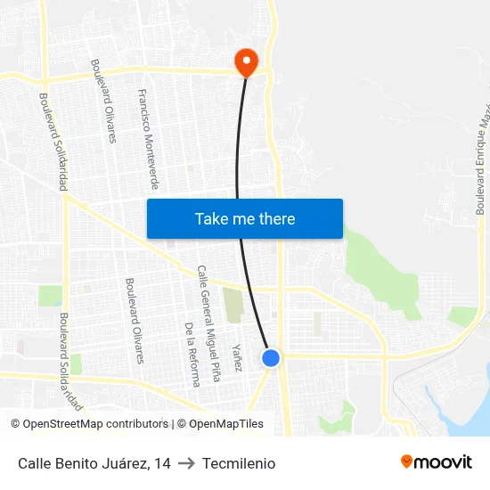 Calle Benito Juárez, 14 to Tecmilenio map