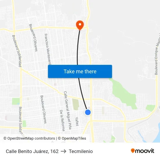 Calle Benito Juárez, 162 to Tecmilenio map