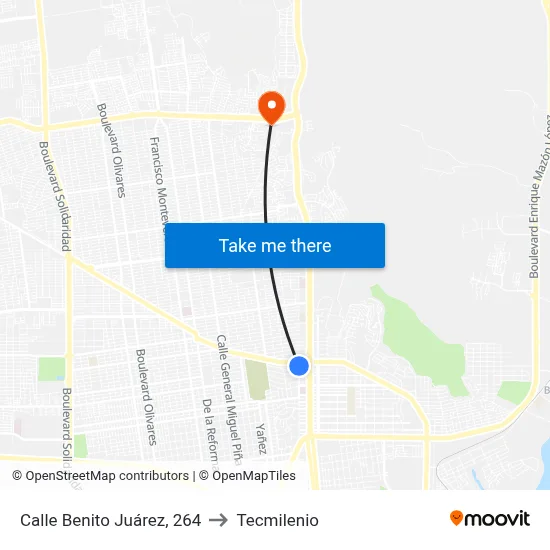 Calle Benito Juárez, 264 to Tecmilenio map