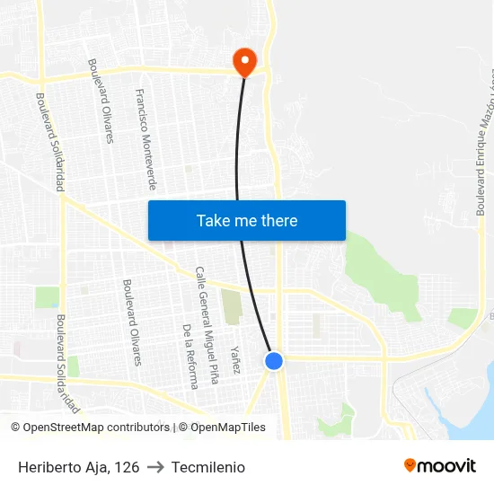 Heriberto Aja, 126 to Tecmilenio map