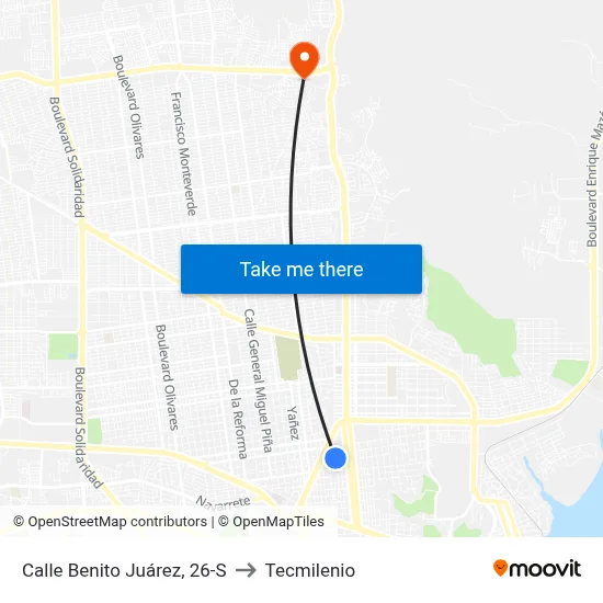 Calle Benito Juárez, 26-S to Tecmilenio map