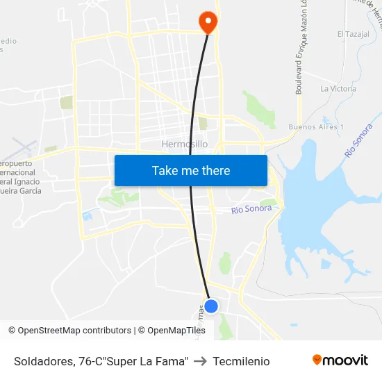 Soldadores, 76-C"Super La Fama" to Tecmilenio map