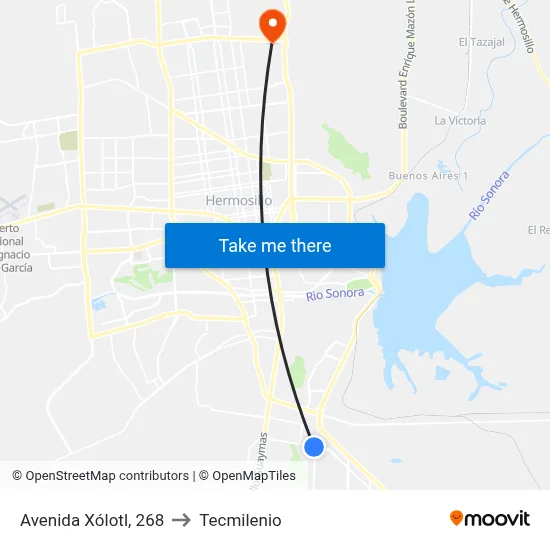 Avenida Xólotl, 268 to Tecmilenio map