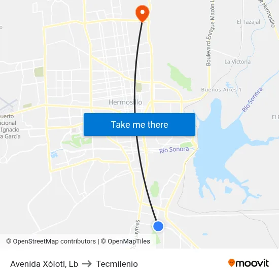 Avenida Xólotl, Lb to Tecmilenio map