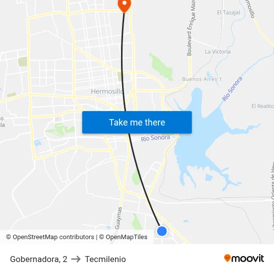 Gobernadora, 2 to Tecmilenio map