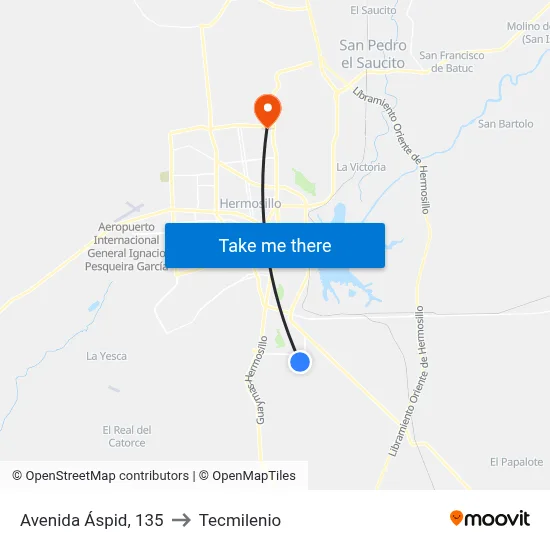 Avenida Áspid, 135 to Tecmilenio map