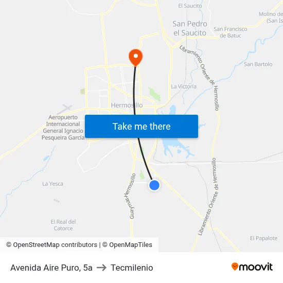 Avenida Aire Puro, 5a to Tecmilenio map
