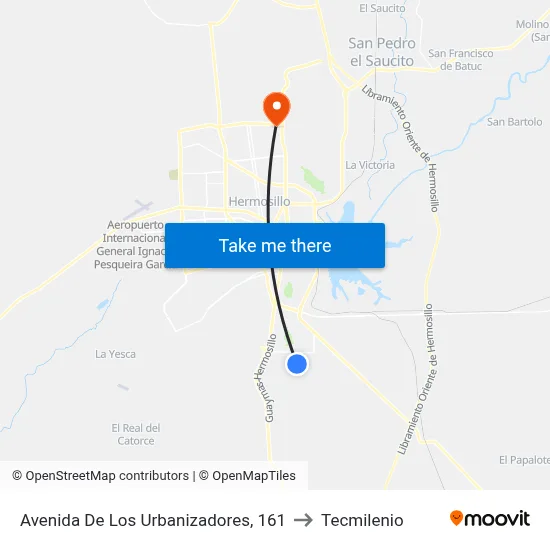 Avenida De Los Urbanizadores, 161 to Tecmilenio map