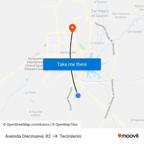 Avenida Diecinueve, 82 to Tecmilenio map