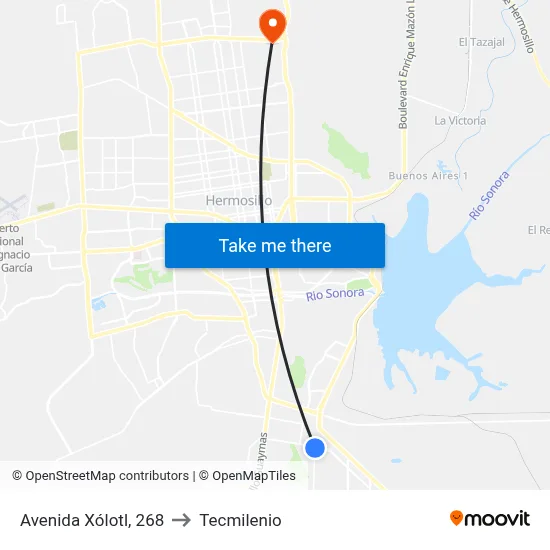 Avenida Xólotl, 268 to Tecmilenio map