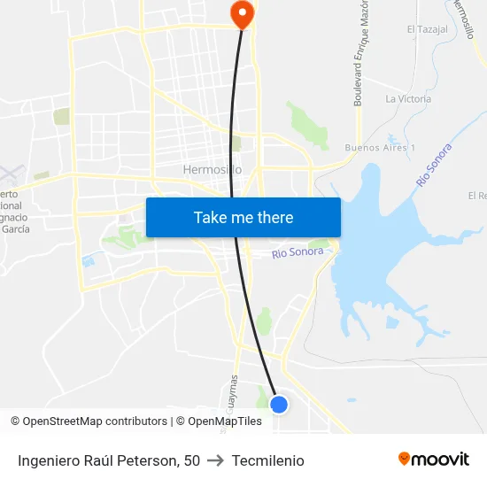 Ingeniero Raúl Peterson, 50 to Tecmilenio map