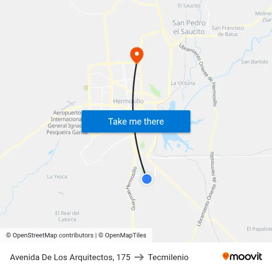Avenida De Los Arquitectos, 175 to Tecmilenio map