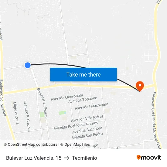 Bulevar Luz Valencia, 15 to Tecmilenio map