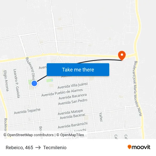 Rebeico, 465 to Tecmilenio map