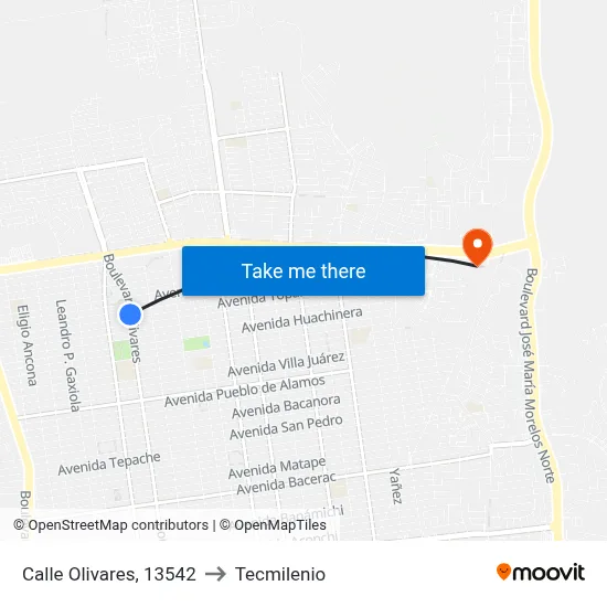 Calle Olivares, 13542 to Tecmilenio map