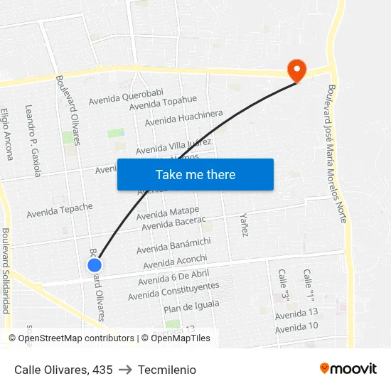 Calle Olivares, 435 to Tecmilenio map
