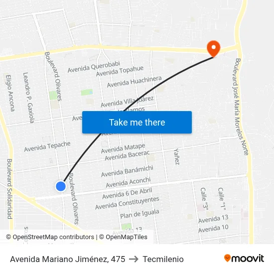 Avenida Mariano Jiménez, 475 to Tecmilenio map