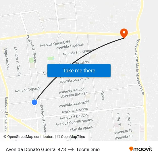 Avenida Donato Guerra, 473 to Tecmilenio map