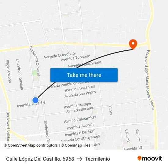 Calle López Del Castillo, 6968 to Tecmilenio map