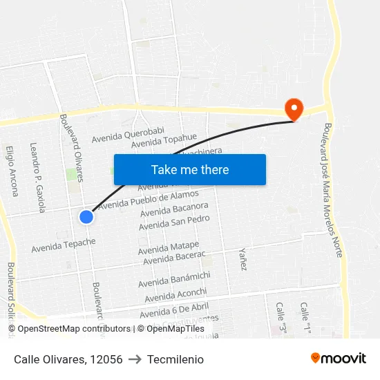 Calle Olivares, 12056 to Tecmilenio map