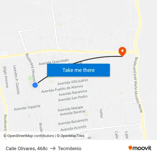 Calle Olivares, 468c to Tecmilenio map