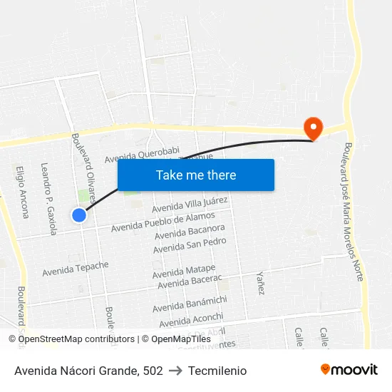 Avenida Nácori Grande, 502 to Tecmilenio map