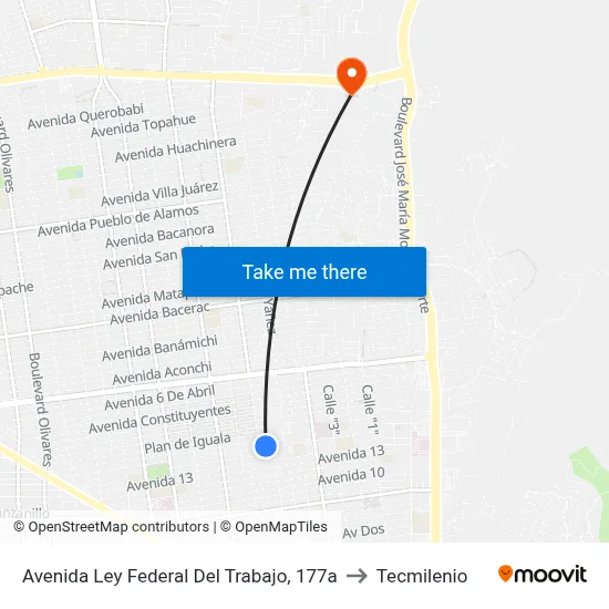 Avenida Ley Federal Del Trabajo, 177a to Tecmilenio map