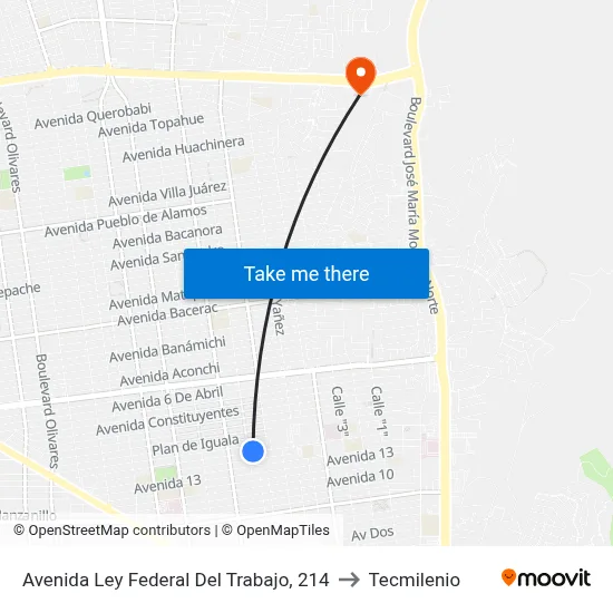 Avenida Ley Federal Del Trabajo, 214 to Tecmilenio map