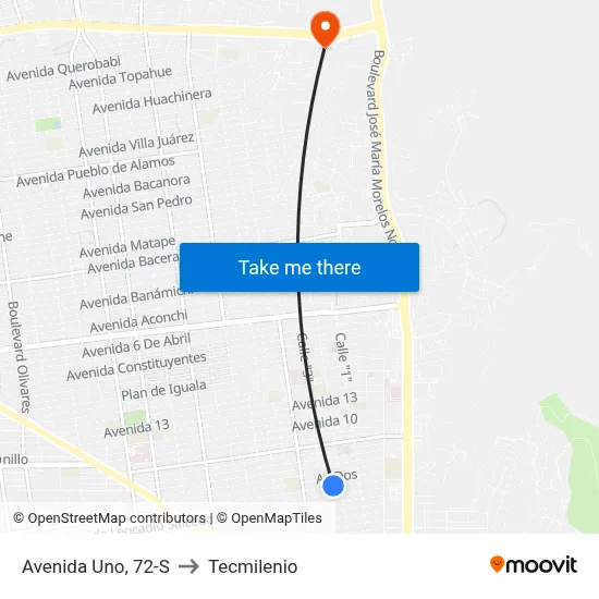 Avenida Uno, 72-S to Tecmilenio map