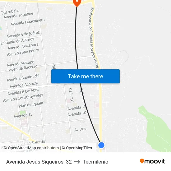 Avenida Jesús Siqueiros, 32 to Tecmilenio map