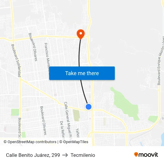 Calle Benito Juárez, 299 to Tecmilenio map