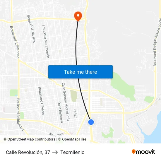 Calle Revolución, 37 to Tecmilenio map