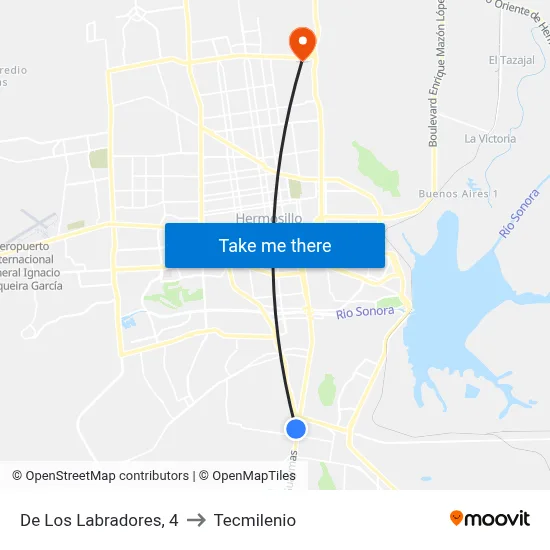 De Los Labradores, 4 to Tecmilenio map